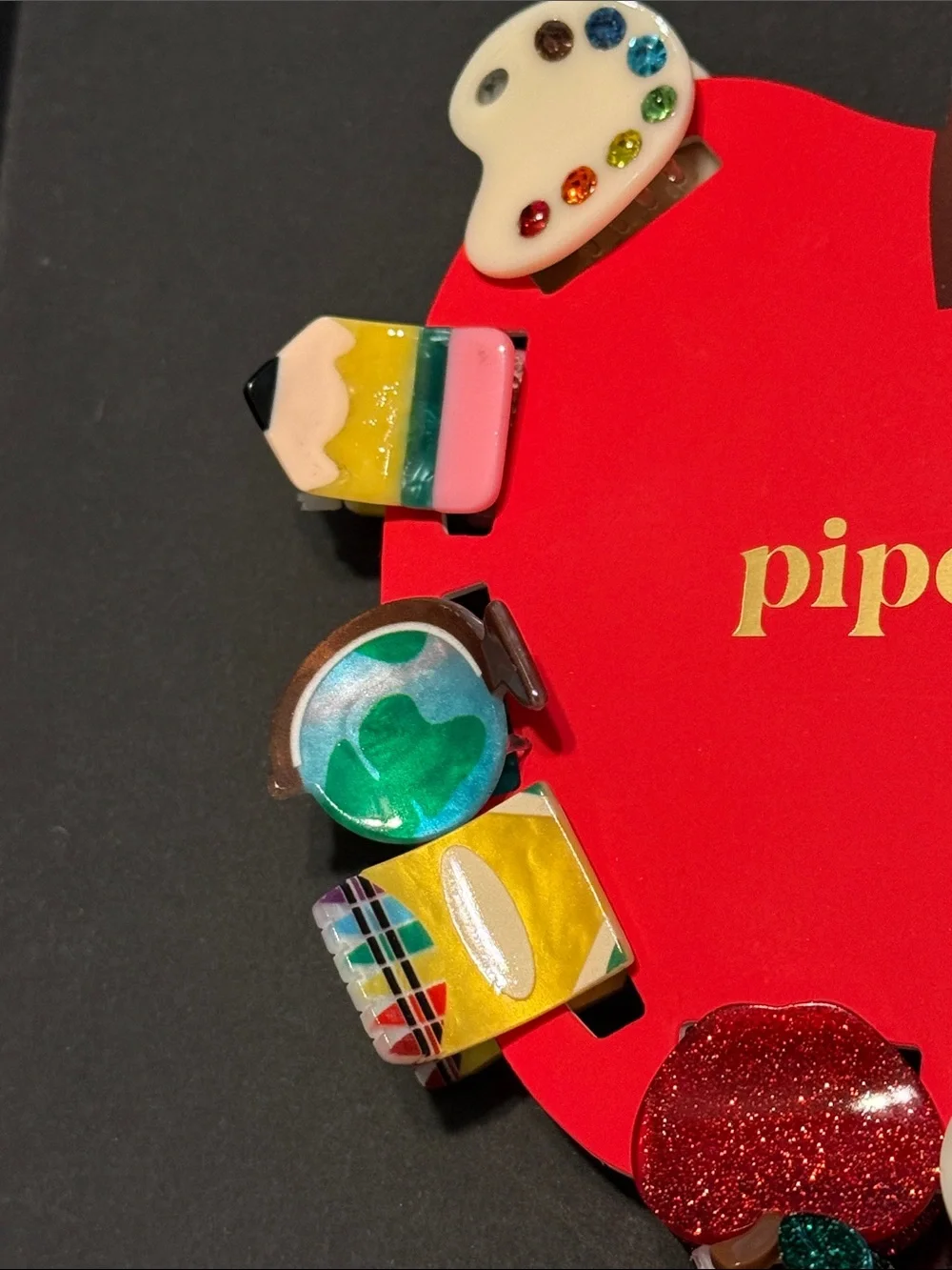 Piper K School-Themed Assorted Small Hair Clips Set of 10 (5 designs, 2 of each)